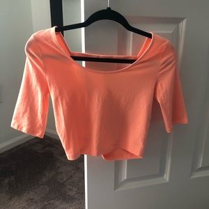 Short sleeve crop top with open back
